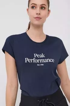 Хлопковая футболка Peak Performance, темно-синий