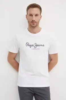 Хлопковая футболка Pepe Jeans ABEL, белый