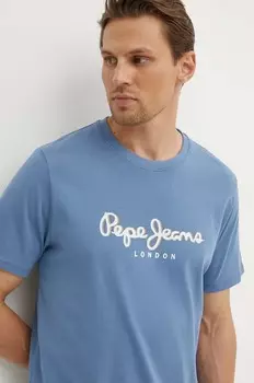 Хлопковая футболка Pepe Jeans ABEL, синий
