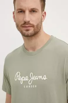 Хлопковая футболка Pepe Jeans ABEL, зеленый