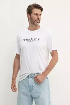 Хлопковая футболка Pepe Jeans ALBERT, белый