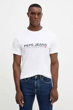 Хлопковая футболка Pepe Jeans, белый