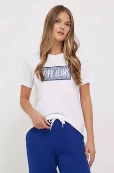 Хлопковая футболка Pepe Jeans, белый