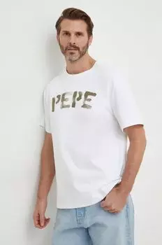 Хлопковая футболка Pepe Jeans, белый