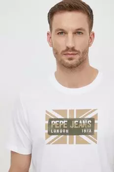 Хлопковая футболка Pepe Jeans, белый