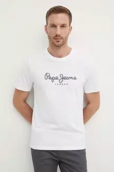 Хлопковая футболка Pepe Jeans, белый