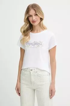 Хлопковая футболка Pepe Jeans, белый