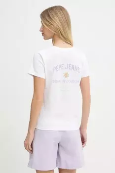 Хлопковая футболка Pepe Jeans, белый