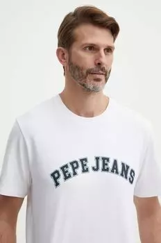 Хлопковая футболка Pepe Jeans, бежевый