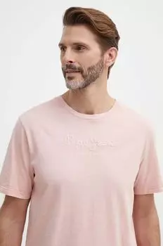 Хлопковая футболка Pepe Jeans, розовый