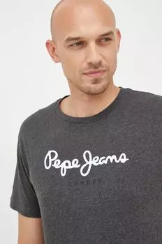 Хлопковая футболка Pepe Jeans, серый