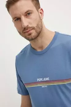 Хлопковая футболка Pepe Jeans, синий