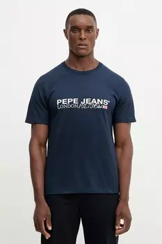 Хлопковая футболка Pepe Jeans, темно-синий