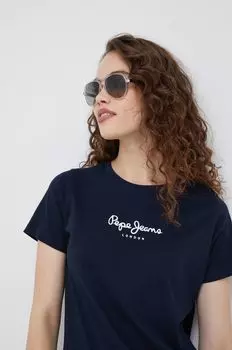 Хлопковая футболка Pepe Jeans, темно-синий