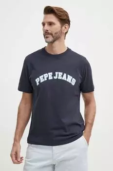 Хлопковая футболка Pepe Jeans, темно-синий