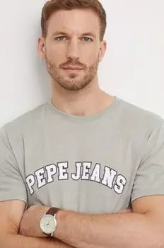 Хлопковая футболка Pepe Jeans, зеленый