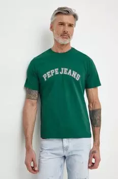 Хлопковая футболка Pepe Jeans, зеленый