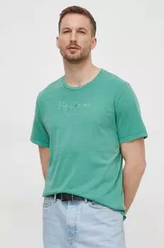 Хлопковая футболка Pepe Jeans, зеленый