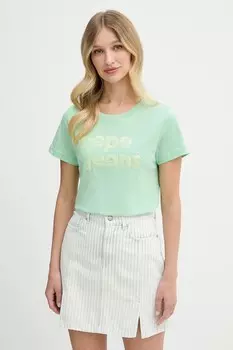 Хлопковая футболка Pepe Jeans, зеленый