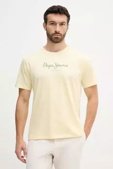 Хлопковая футболка Pepe Jeans, желтый