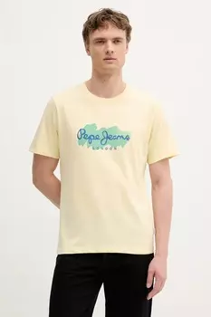 Хлопковая футболка Pepe Jeans, желтый