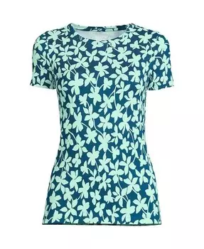 Хлопковая футболка Petite в рубчик Lands' End, синий