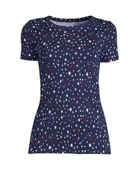 Хлопковая футболка Petite в рубчик Lands' End, синий