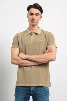Хлопковая футболка пике с воротником Gant, хаки