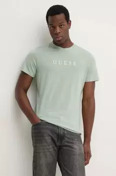 Хлопковая футболка PIMA Guess, зеленый