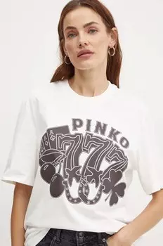 Хлопковая футболка Pinko, белый