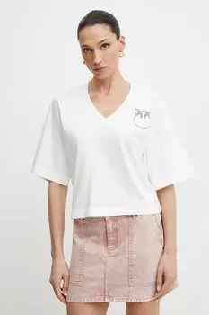 Хлопковая футболка Pinko, белый