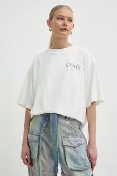 Хлопковая футболка Pinko, бежевый