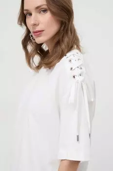 Хлопковая футболка Pinko, бежевый