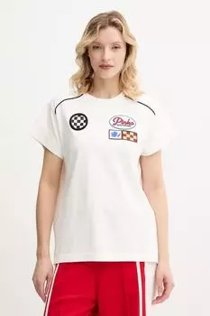 Хлопковая футболка Pinko, бежевый