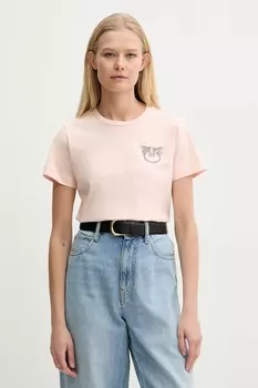 Хлопковая футболка Pinko, бежевый