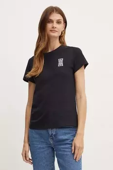 Хлопковая футболка Pinko, черный