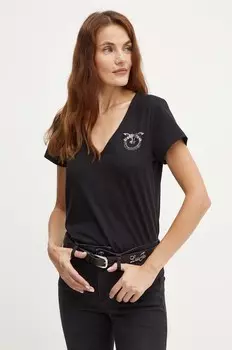 Хлопковая футболка Pinko, черный
