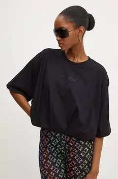 Хлопковая футболка Pinko, черный