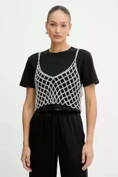 Хлопковая футболка Pinko, черный