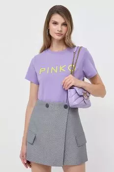 Хлопковая футболка Pinko, фиолетовый