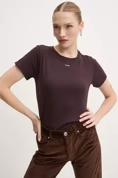 Хлопковая футболка Pinko, коричневый