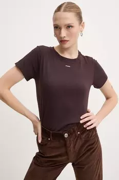 Хлопковая футболка Pinko, коричневый