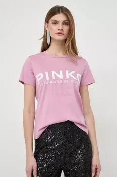 Хлопковая футболка Pinko, розовый