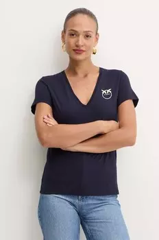 Хлопковая футболка Pinko, темно-синий