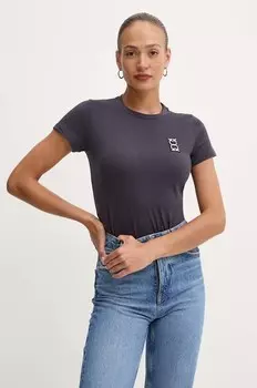 Хлопковая футболка Pinko, темно-синий