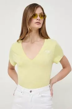 Хлопковая футболка Pinko, желтый
