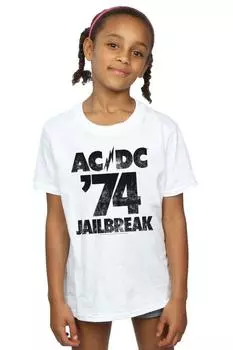 Хлопковая футболка «Побег из тюрьмы 74» AC/DC, белый
