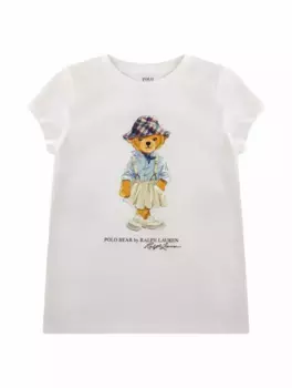 Хлопковая футболка Polo Bear Ralph Lauren, белый