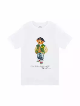 Хлопковая футболка Polo Bear Ralph Lauren, белый
