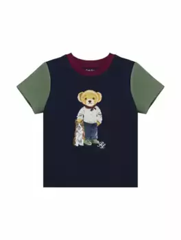 Хлопковая футболка Polo Bear Ralph Lauren, тёмно-синий